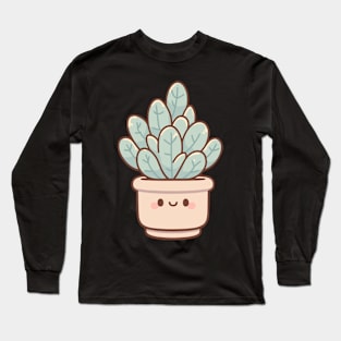 Cute Kawaii Cactus Succulent Houseplant | Kawaii Plant Illustration Design | Kawaii Cute Plant Long Sleeve T-Shirt